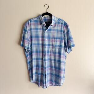 Vineyard Vines Blue Lagoon Pond Plaid Classic Fit Murray Button Down Large